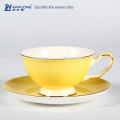 220ml pintura amarilla Fine Porcelain pequeña taza de café y platillo Set